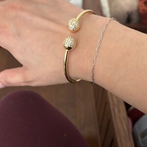 14 K Gold Plated Bracelet with Crystal Spheres